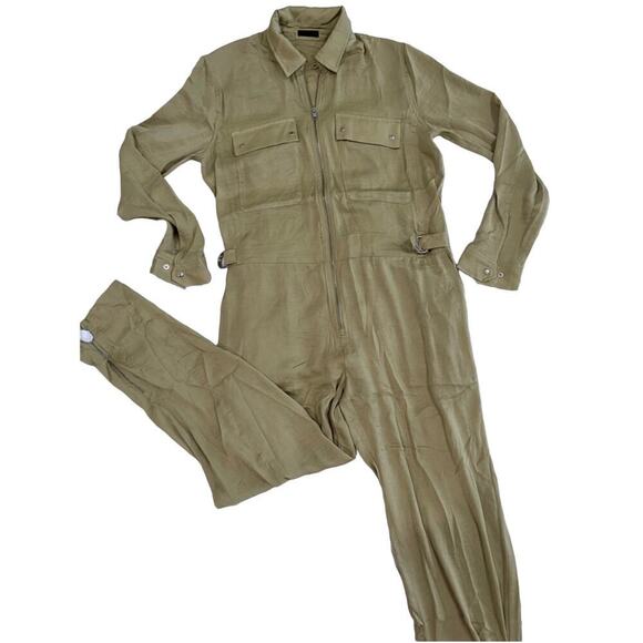 ATM Jumpsuit Satin Utility Jumpsuit In Taupe Putty Size M NWOT - Picture 1 of 7